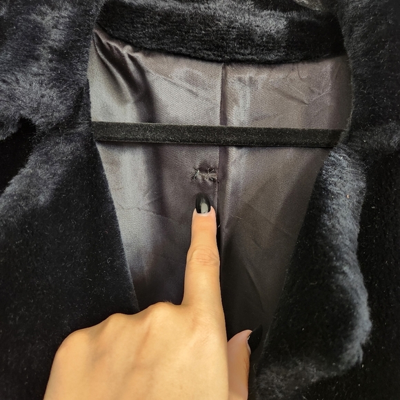 Vintage 1960s Black Faux Fur Winter Coat Jacket Borgazia MCM 60s Mod Mid century - Picture 11 of 12